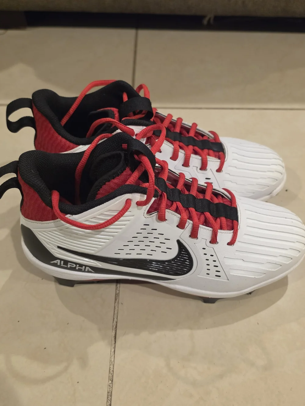 Nike Alpha Menace Strong Mens Football Cleats White Red Size 8.5 White Red